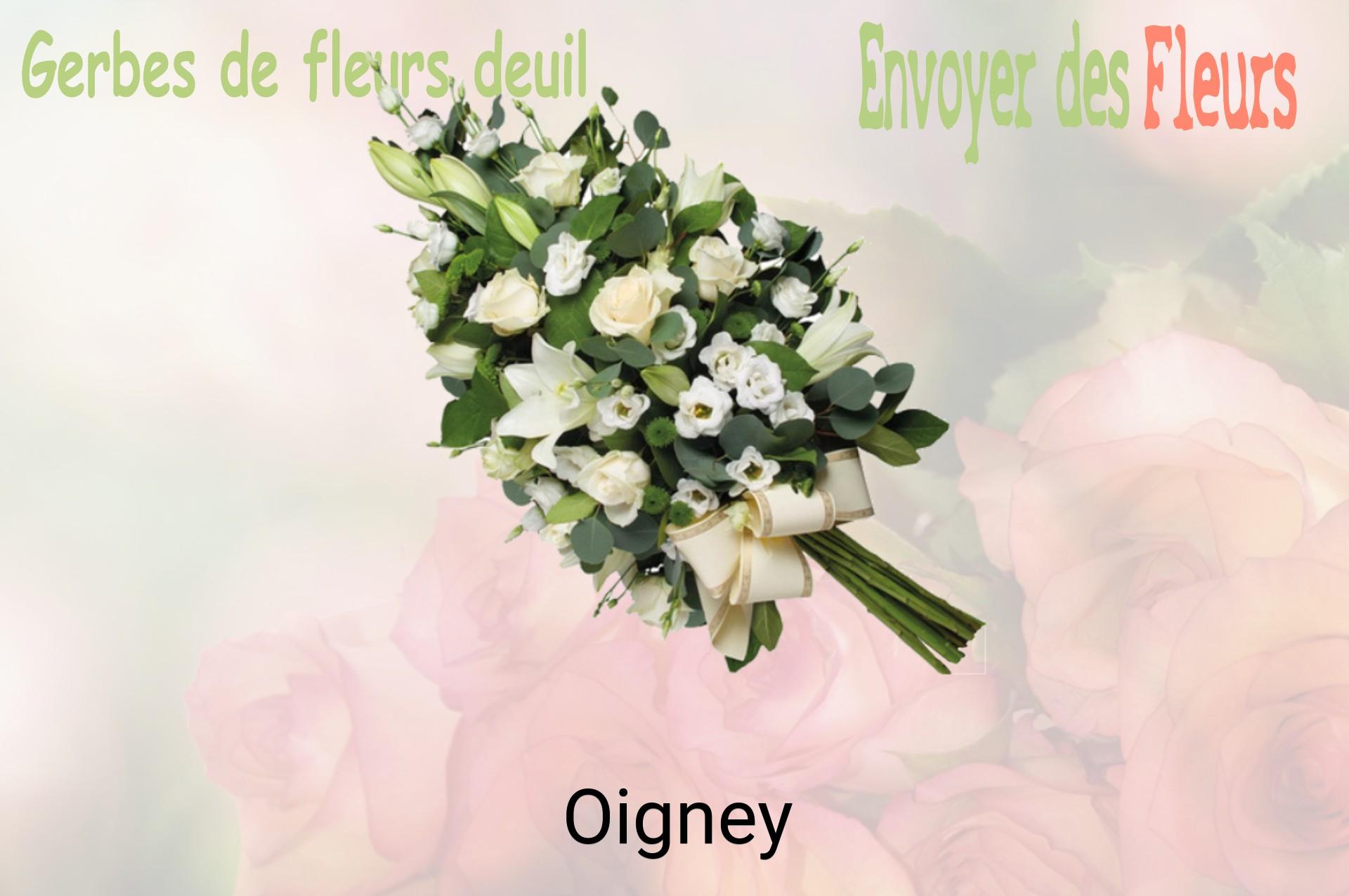Gerbe de fleurs de deuil livrée à Oigney